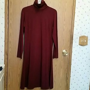 Simonton Says Burgundy Turtleneck Shift Dress xs